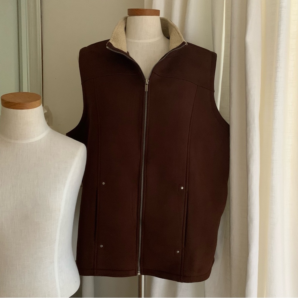 Ralph Lauren Brown Suede Sherpa Vest Equestrian